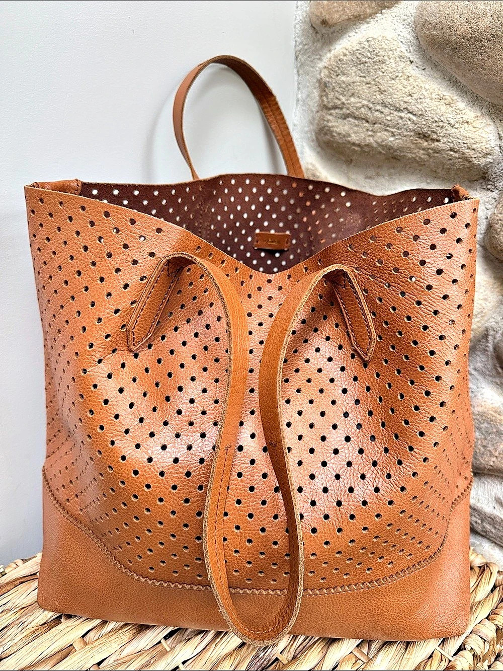 J.Crew Downing Tote Perforated Leather Brown